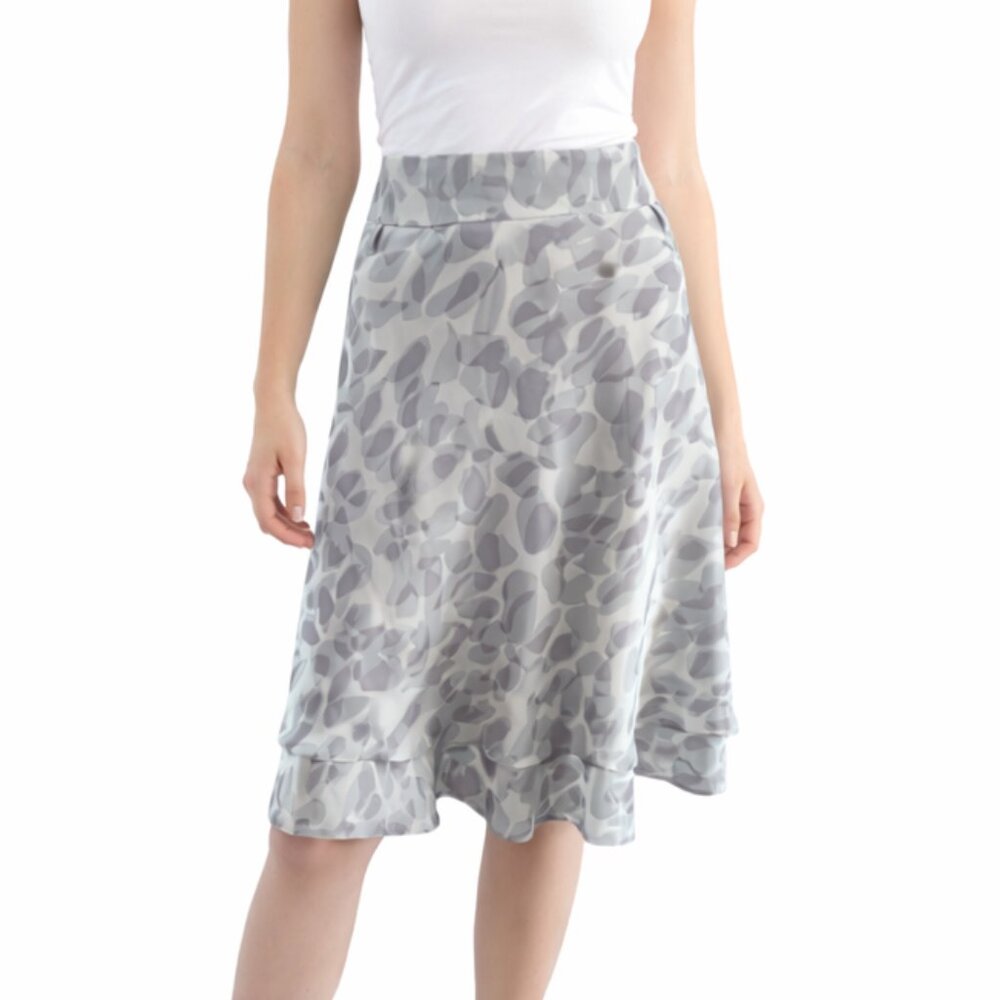 Darjoni Midi Skirt M Gray Abstract A Line Athleisure Stretch Casual Soft Pull